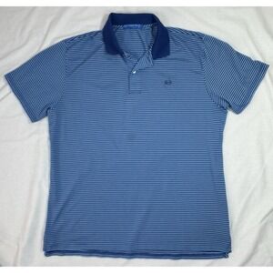 Southern Tide Golf Polo Shirt Men's XL Blue White Performance Striped‎ Preppy